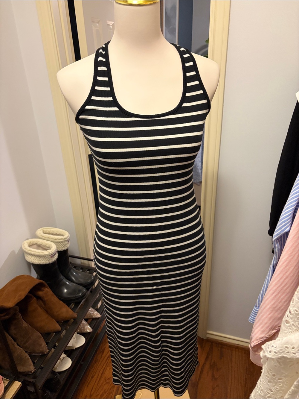 Used J. Crew Women’s Black and White Striped Dress